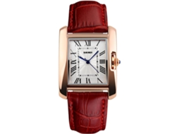 Relógios de Senhora com Caixa em Ouro Rosa Numeral Romano Relógio de Pulso de Luxo Quadrado Bracelete em Pele Castanha