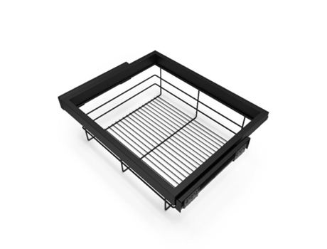 Kit de cesta de alambre y bastidor de guías con cierre suave para armario, regulable, módulo 600mm, negro texturizado