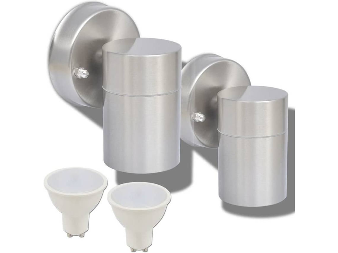 vidaXL Candeeiros LED parede exterior iluminação inf. 2 pcs aço inox.