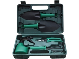 Conjunto de 5 ferramentas de jardim leves com pá, rastelo, tesoura inox, pulverizador e bolsa anti-ruídos