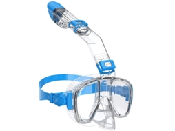 Conjunto de máscara de snorkel antiembacia Czhhmart com tubo seco removível, tamanho P. Azul transparente.