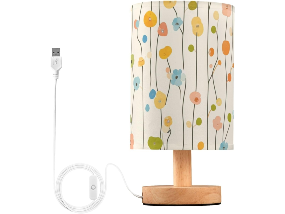 Luminária De Mesa Led Para Meninos Com Pequenas Flores Frescas, Elegante Luminária De Mesa Lateral Para Meninas