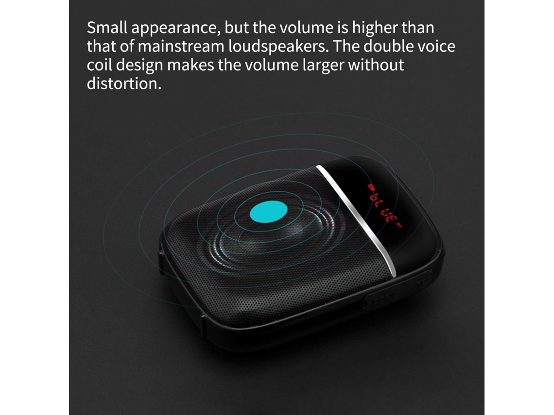 Amplificador de Voz Portátil com Microfone Fio para Professores Bateria Recarregável Suporta Bt Fm Cartão Tf Classe Treinamento Guia