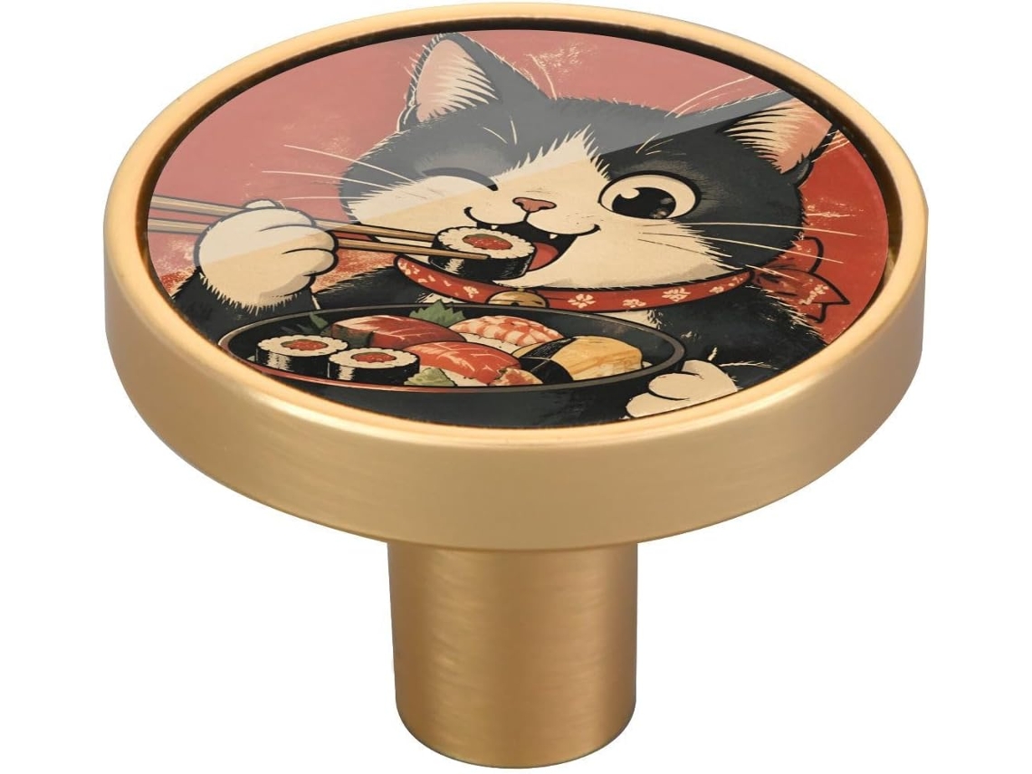 Conjunto De 4 Puxadores Armário Retrô Com Tema Gato Anime, Design Elegante Para Gavetas, Paredes, Cômodas E Armários