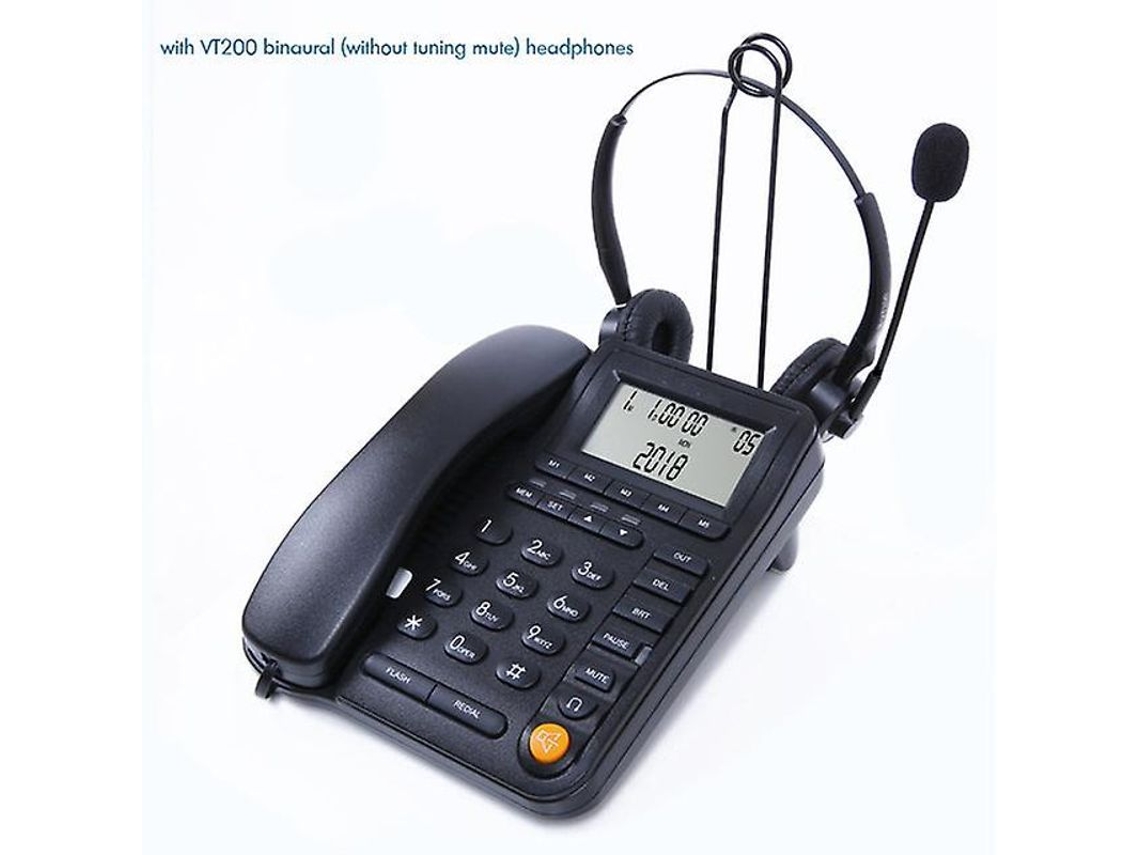 Yuru telefone Fixo para Call Center com Fone de Ouvido e Microfone Anti ruído, Identificador de Chamadas e Alto falante para Escritório e Lar