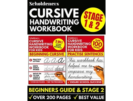 Livro Cursive Handwriting Workbook 2in1 Book Set For Kids Cursive for Beginners Cursive Writing Practice Book de Scholdeners (Inglês)