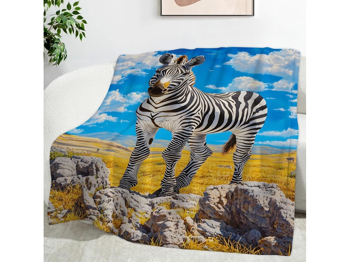 Manta Zebra Prairie Blankets 220x240 Cm Multifuncional Macia e Aconchegante de Flanela para Cama Cobertor Coch