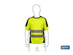 T-Shirt COFAN de Alta Visibilidade Talhas Da S a XXXL Amarelo e Preto