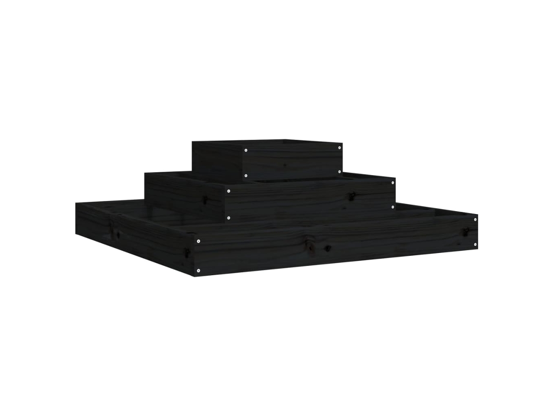 Planter, Planters Vidaxl Preto Madeira De Pinho (80 X 80 X 27 Cm)