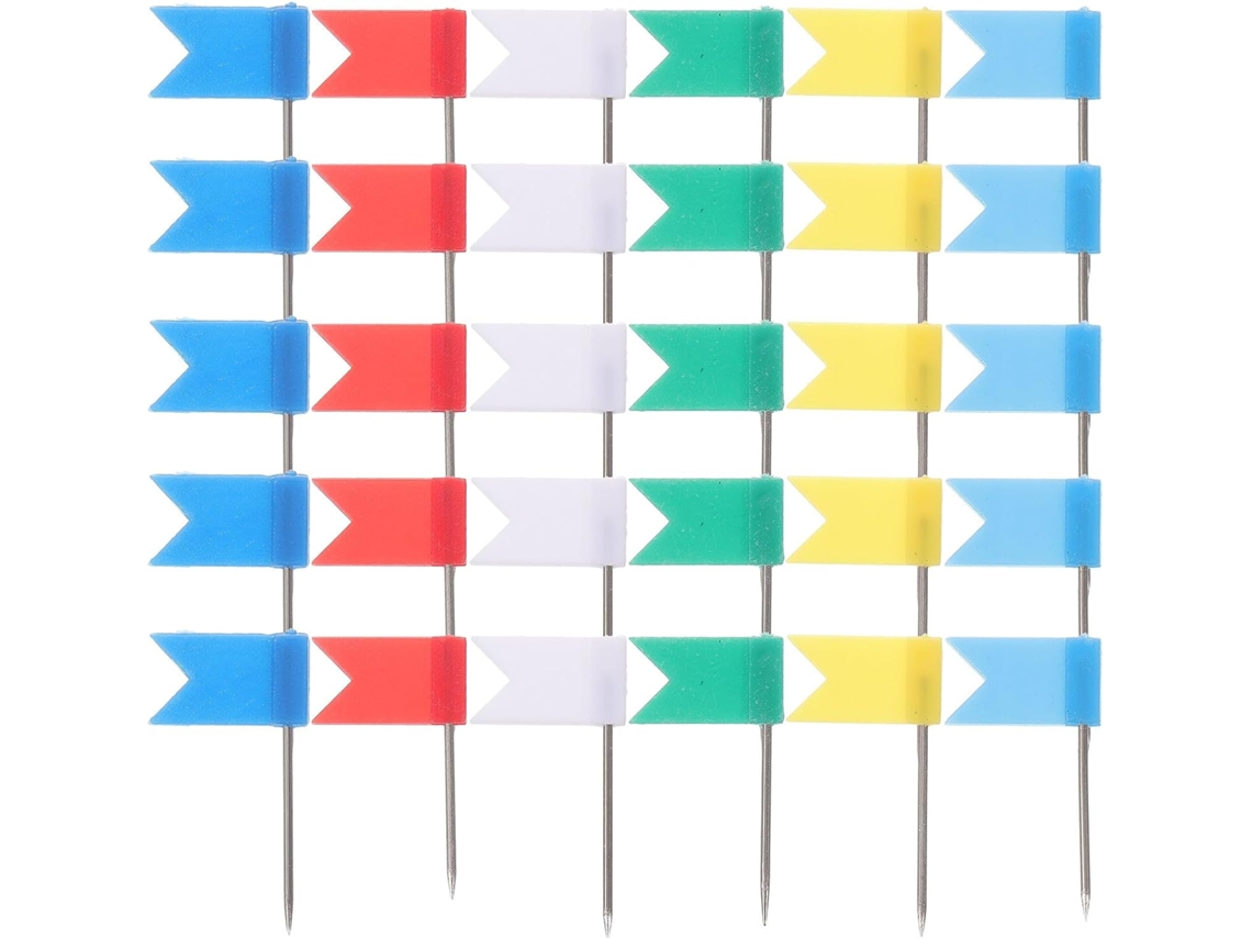 Alfinetes Com Design De Bandeira Vermelha Para Quadros Cortiça, 100 Unidades, Alfinetes Para Mapas E Notações, Uteis