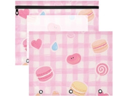 Nécessaire Portátil para Pasta de 3 Argolas Conjunto com 2 Unidades Estampa Linhas Rosa 31 X 24,1 Cm