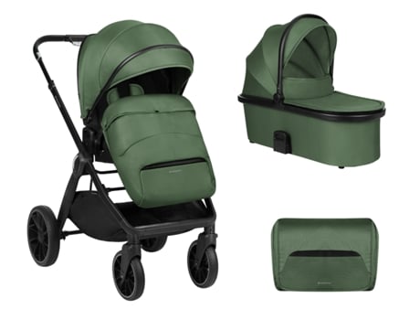 Carrinho de Bebé 2 em 1 com Alcofa Tiffany Verde Militar 2024 KIKKABOO