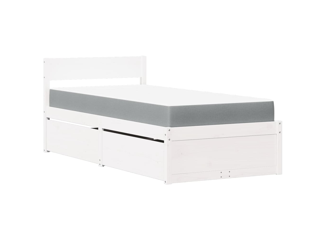 Bed, Beds Vidaxl Branco Madeira De Pinho (90 X 200 Cm)