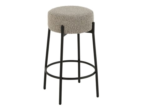 Taburete De Bar Em Tecido Bouclé E Metal Taupe 41x41x67 Cm Jline