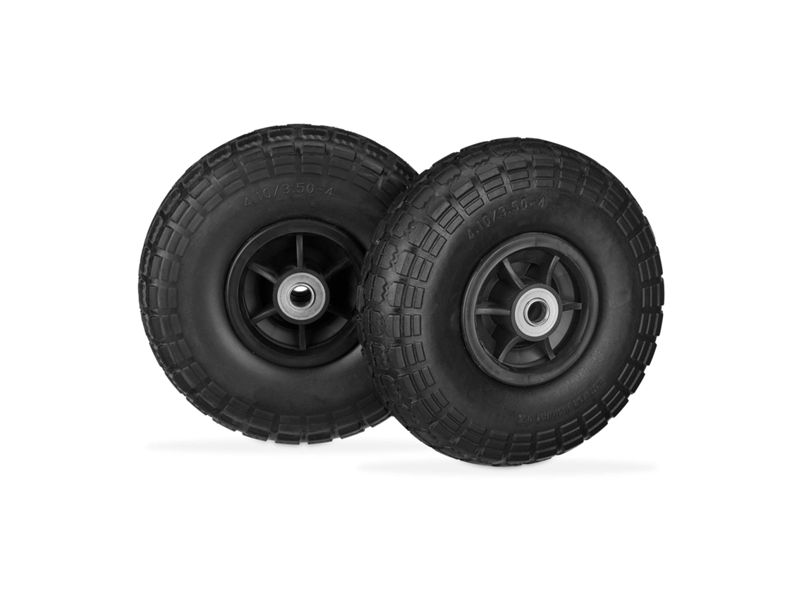 Conjunto 2 Pneus Pu Para Carrinho De Mão 4.1/3.5-4 Antifuros