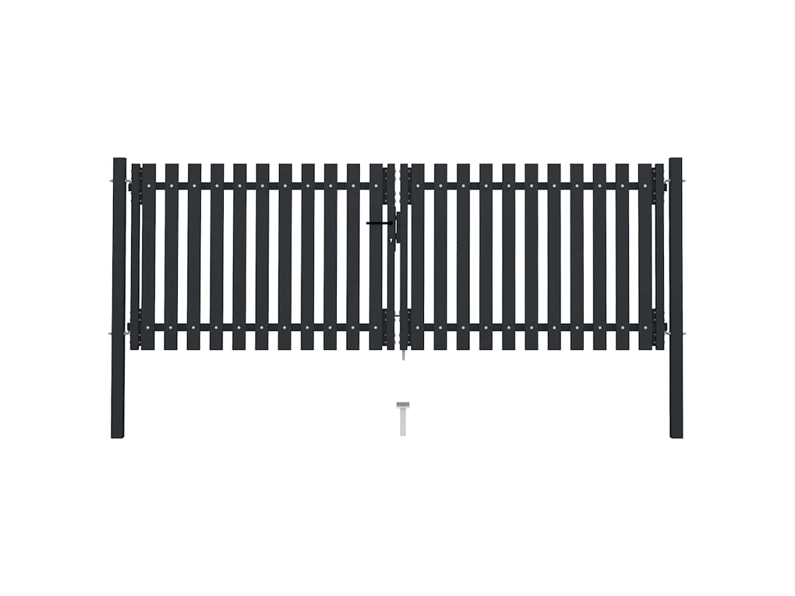 Vidaxl Portão De Cerca De Porta Dupla Em Aço 300x75 Cm Antracite