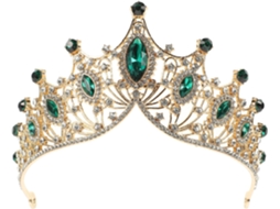 Elegante tiara de casamento em liga metálica verde com strass, decoração delicada para a cabeça.