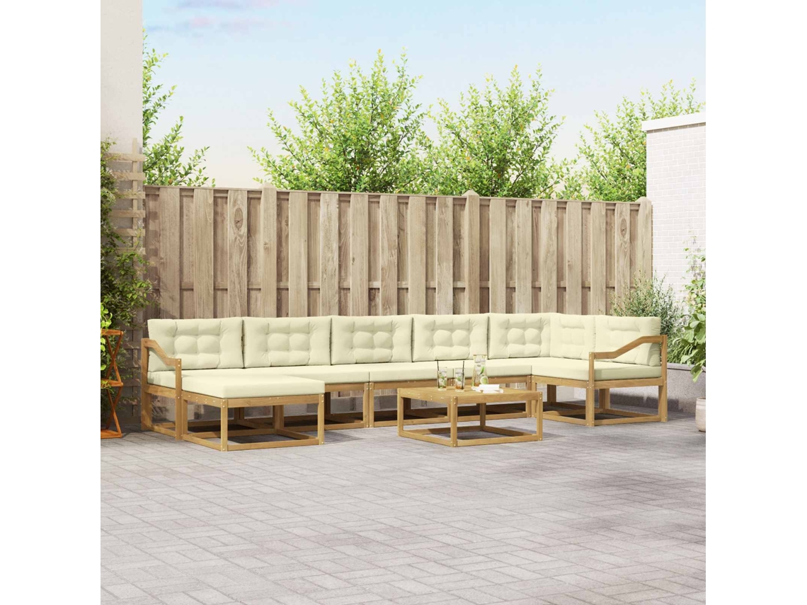 Vidaxl Conjunto De Sofás Para Exterior 8 Unid. Branco E Creme