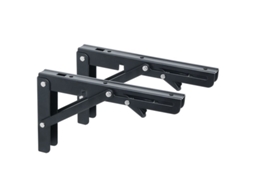 Suporte de prateleira dobrável reforçado em aço inoxidável, 200 mm x 120 mm, preto, para montagem na parede.