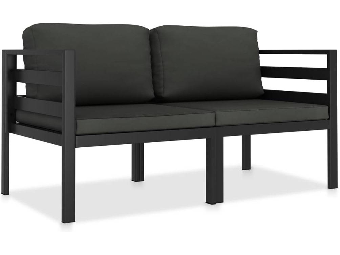 vidaXL 2 pcs conj. sofás de jardim com almofadões alumínio antracite