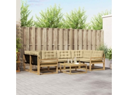 Vidaxl Conjunto De Sofás Para Exterior 7 Pcs Branco E Bege