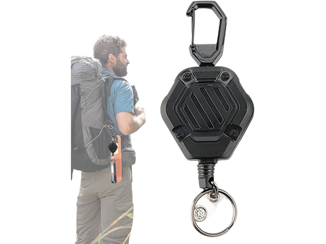 Lurelia Porta-crachá Retrátil Com Cordão Com Chaveiro Em Aço E Abs 80 Cm Para Escritório E Escola