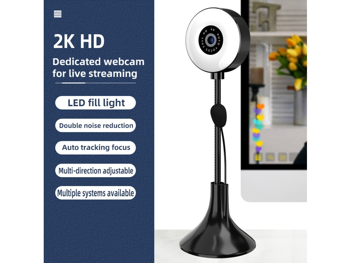 Webcam com Modo Beleza e Foco Automático, Webcam USB para Transmissões Ao Vivo MDUG 2K