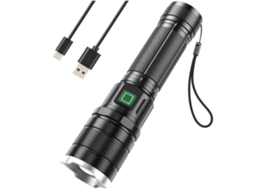 Lanterna BISBISOUS T30 6000 Lumens Led Alimentada Por Bateria 3 Modos de Iluminação Zoomable Ip65 À Prova D'Água Preto VIGA EUROPE