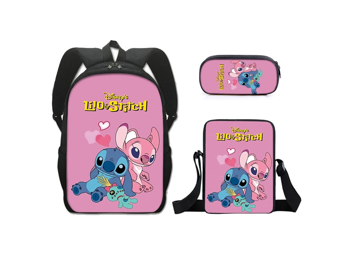 Mochila Escolar Stitch, Conjunto de 3 Peças, 40 Cm 1, Ideal para Crianças, Educativo, Durável STELASPLEN (16 Polegadas)