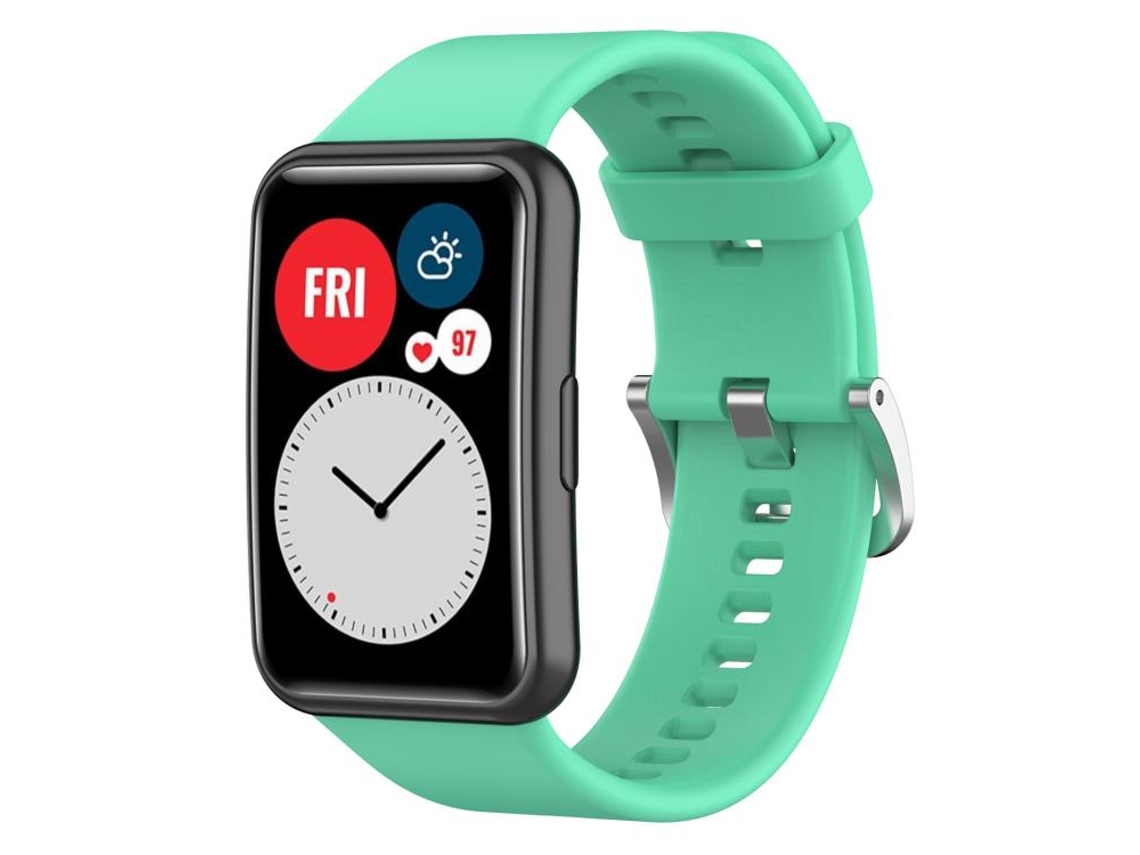 Bracelete para Huawei Watch Fit New Silicone Fivela de Aço Prateada Azul e Verde XIAOMOYU