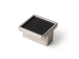 Puxador para Móveis em Zamac 38*38 Mm de Diâmetro Acabamento em Aço Inoxidável Fosco Couro Sintético Preto Pacote com 12 Peças HARDWAREXCHANGE