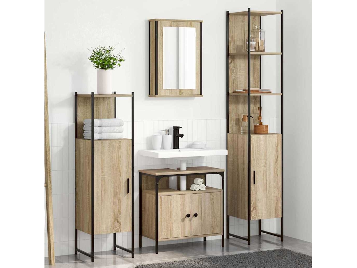 Vidaxl Conjunto De Móveis Para Banheiro 4 Unid. Carvalho Sonoma