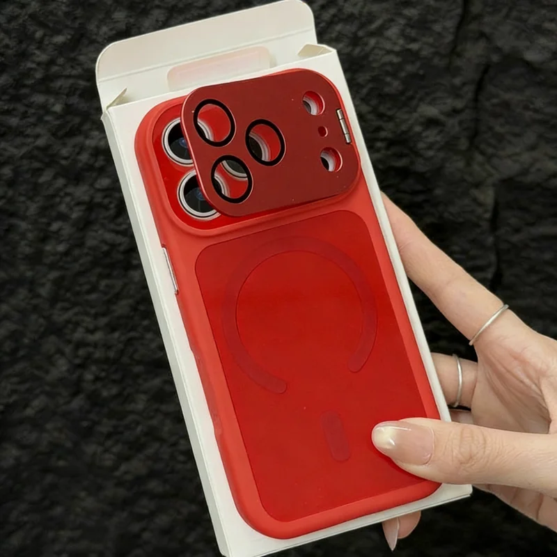 Capa Rígida Fosca Magnética (para Iphone 16 Vermelho) À Prova De Choque, Com Proteção Para A Câmera.