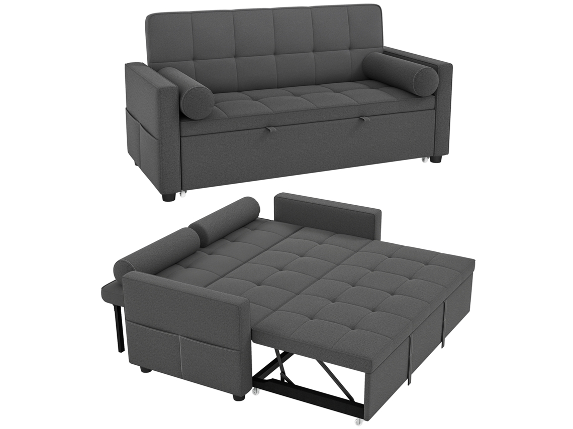 Sofá CHEZMOI 2 Lugares com Cama Auxiliar, Encosto Duplo, Veludo Verde