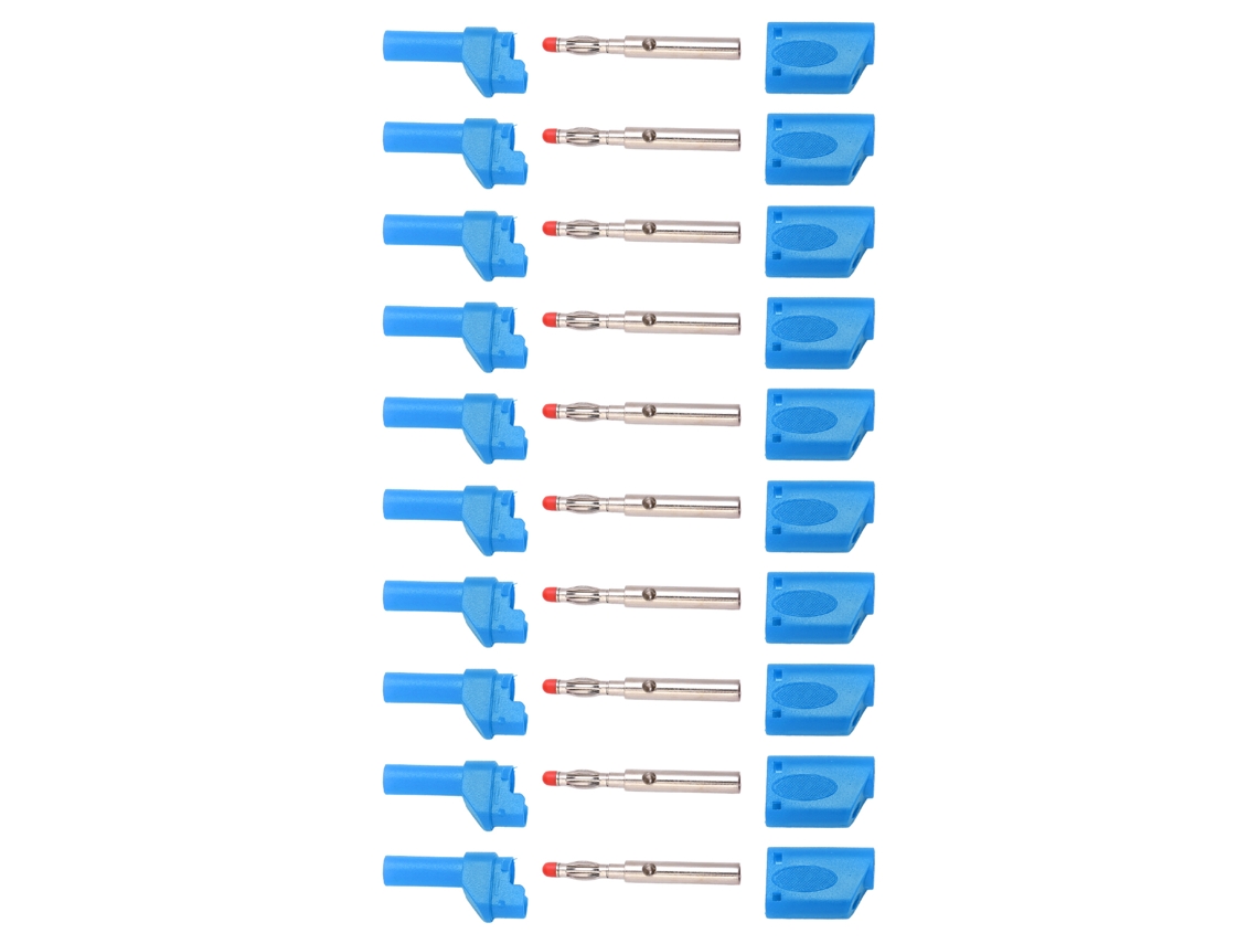 Plugue Banana YURU, 4mm, isolado, cobre puro, níquel, azul, 10pcs