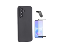 Kit Vidro Temperado Capa Silicone Líquido Suporte L Phonecare Para Samsung Galaxy A27 - Preto