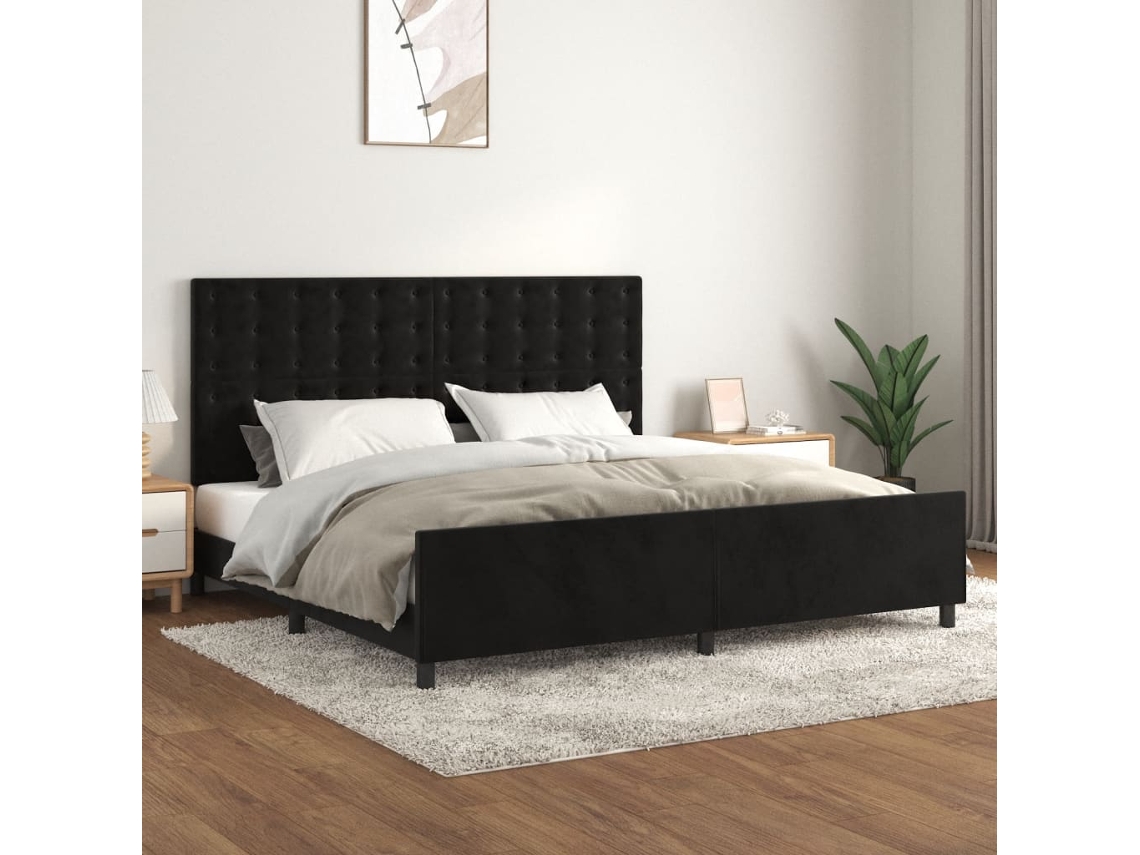 Vidaxl Estrutura De Cama Sem Colchão 200x200 Cm Veludo Preto