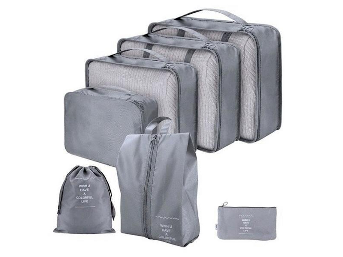 Organizador de Malas, 7 Peças, Bolsas de Viagem Cinza AQUAFORGE