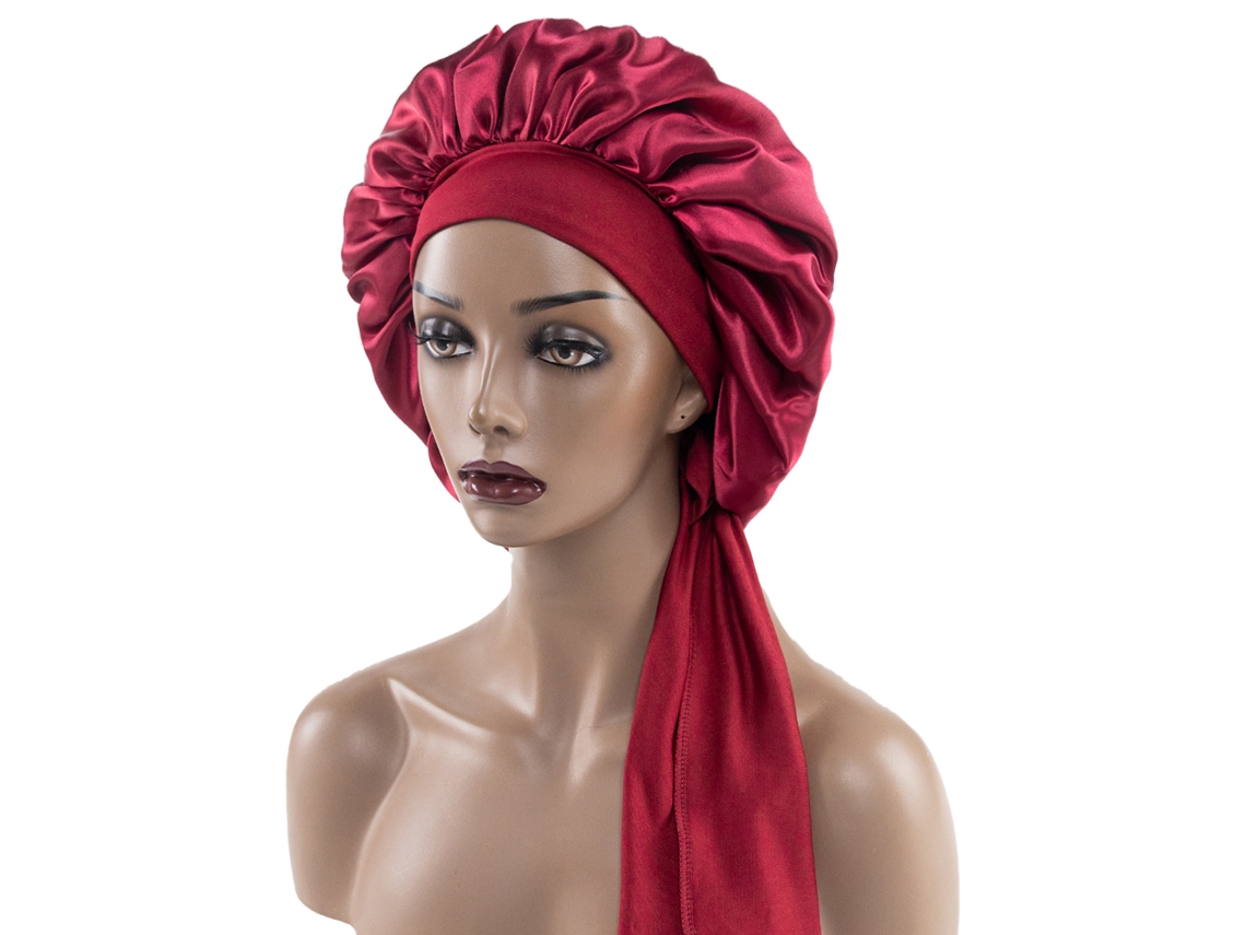 Touca de dormir feminina Aquaforge de cetim com aba longa, elástica, durável e respirável para cabelos secos.