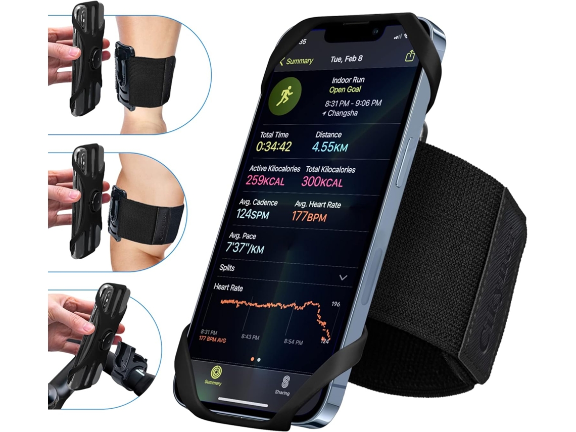 Braçadeira De Corrida 3 Em 1 Com Suporte Para Celular, Giratória 360° E Removível, Compatível Com Celulares De 4,5 A 7 Polegadas.