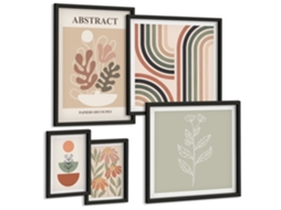 Conjunto De Pinturas Abstrações Vegetais Estilosas Espelharte (5 Peças)