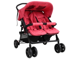 Vidaxl Carrinho De Bebés Para Gémeos Aço Vermelho