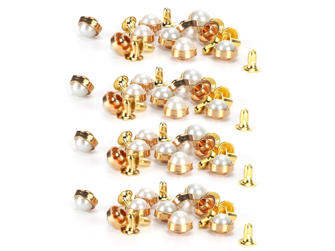 100 Conjuntos De Pinos De Cristal Colorido 8mm Diy Latón Para Decoração De Malas, Roupas E Sapatos Branco
