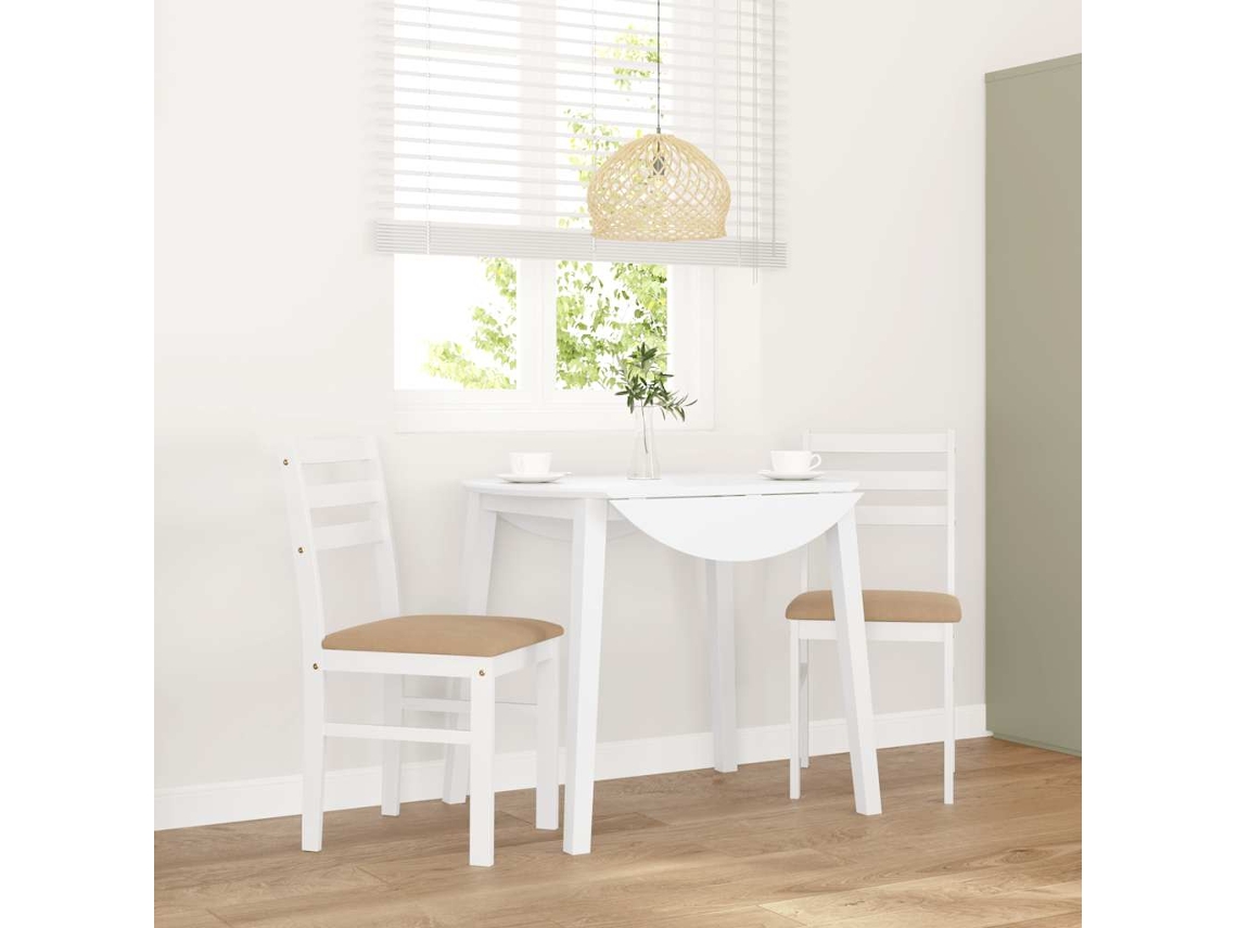 Vidaxl Cadeiras De Jantar Com Almofadões 2 Pcs Madeira Maciça Branco