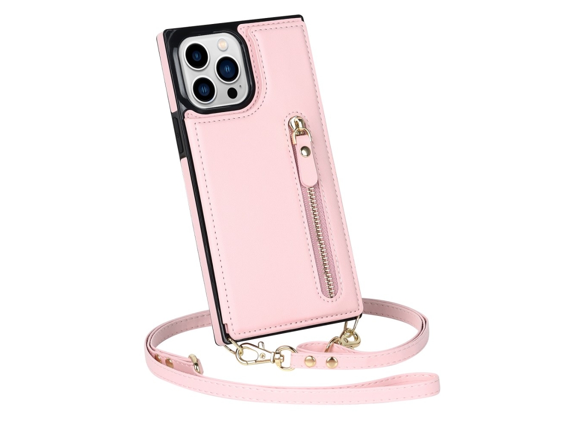 Capa Pega Para Iphone 14 Pro Max Pele Sintética Anti-choque Rosa