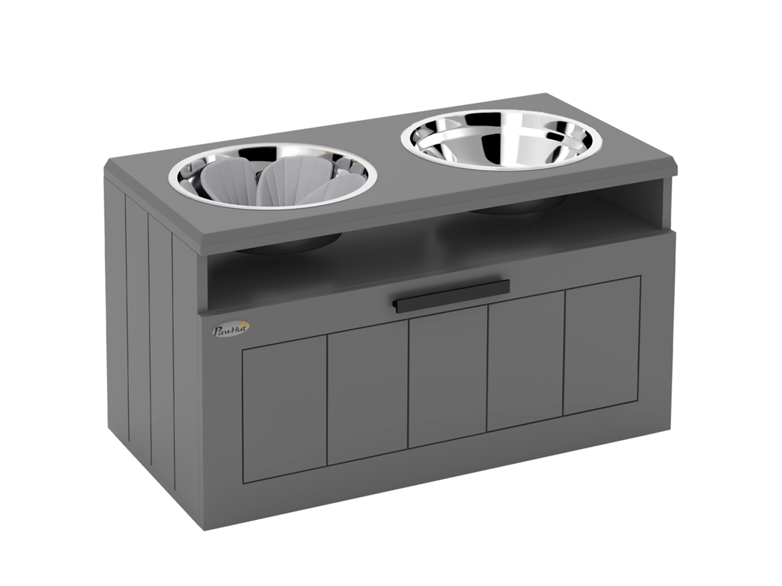 Conjunto 2 Tigelas com Tapete e Armazenamento 25l Cinza