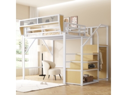 Cama Metal 140x200 Com Escada Modular E Segurança Branca