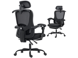 Cadeira de Escritório ergonômica com apoios de braço ajustáveis, altura regulável e função de inclinação, preta ZENCORE SERVICES