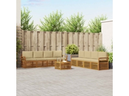 Vidaxl Conjuntos De Sofás Com Almofada 9 Pcs Natural E Bege