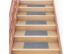 Vidaxl Tapetes De Escada Autoadesivos 15 Peças 60x25 Cm Cinza Claro Retangulares